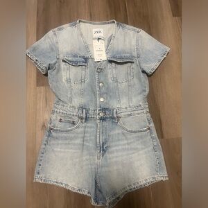 Zara denim shorts romper- New w Tags!